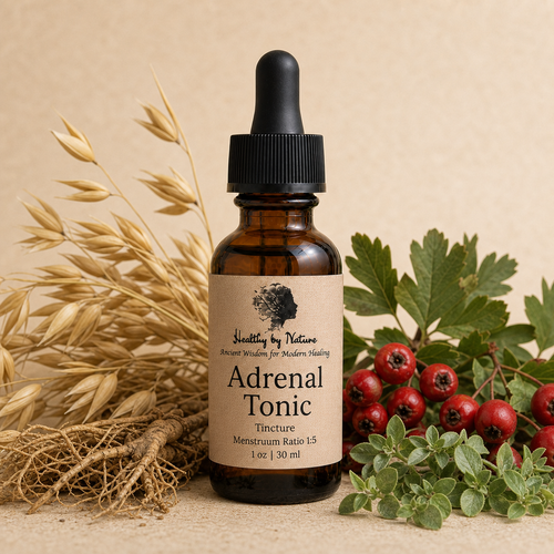 Adrenal Tonic labeled amber tincture bottle