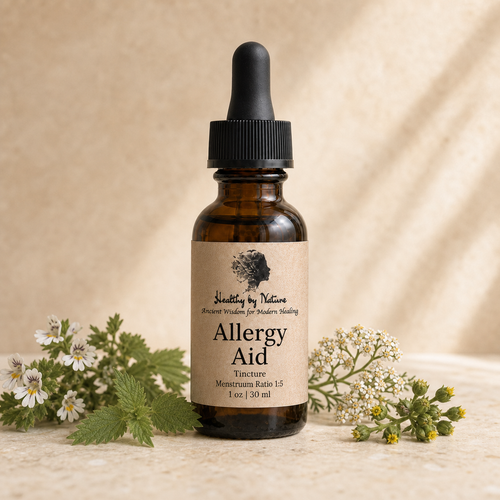 Allergy Aid tincture in labeled amber bottle