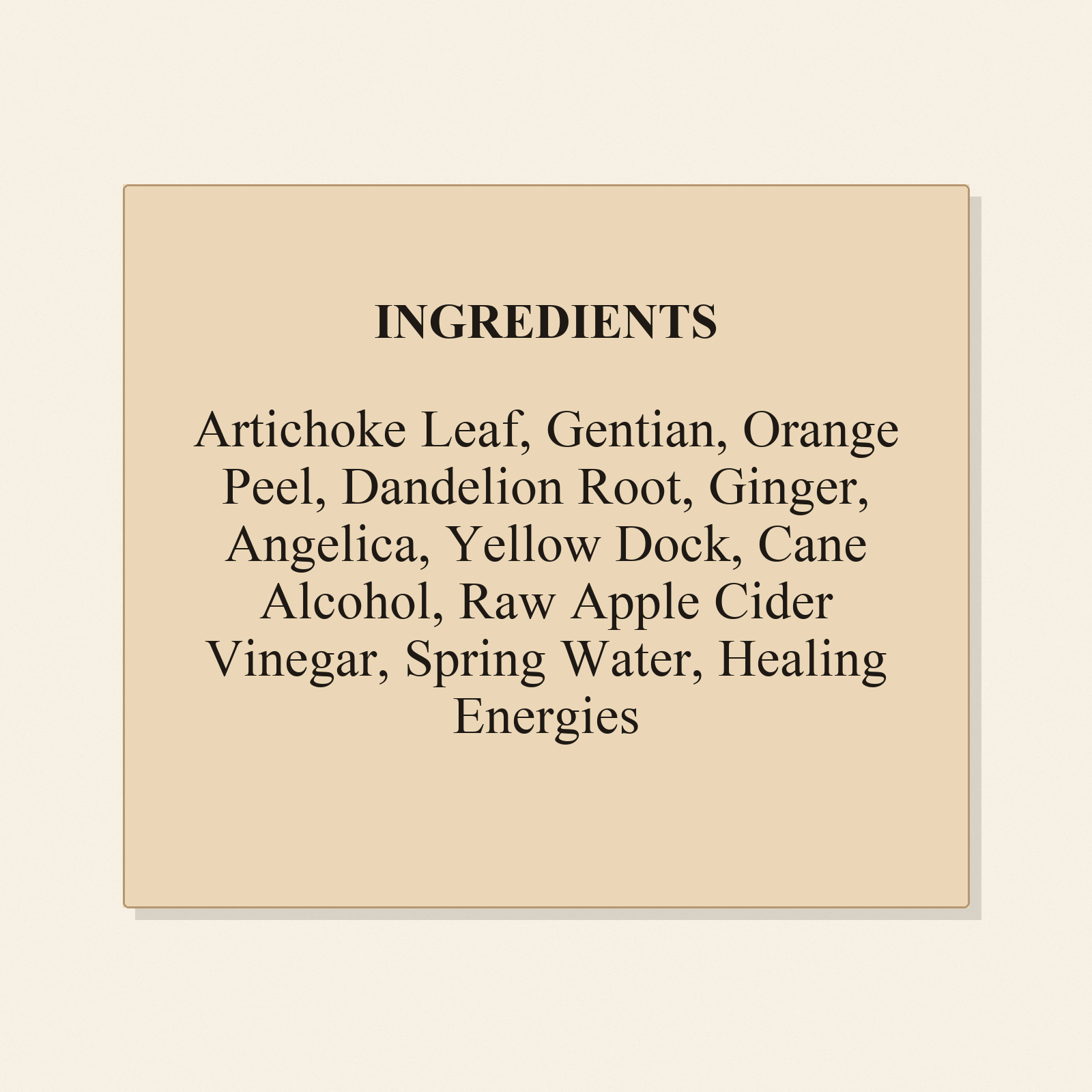 Digestive Bitters ingredients