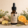 Digestive Bitters labeled amber tincture bottle