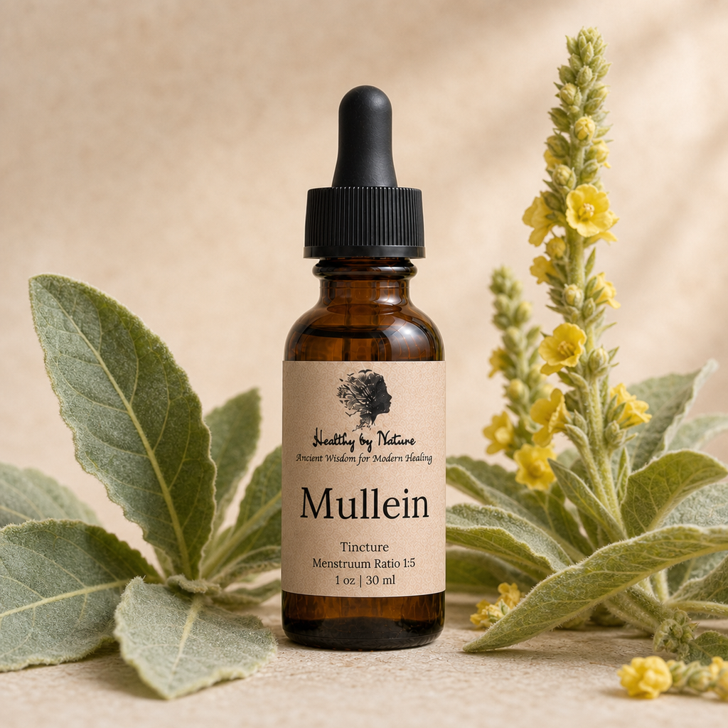 Mullein labeled amber tincture bottle