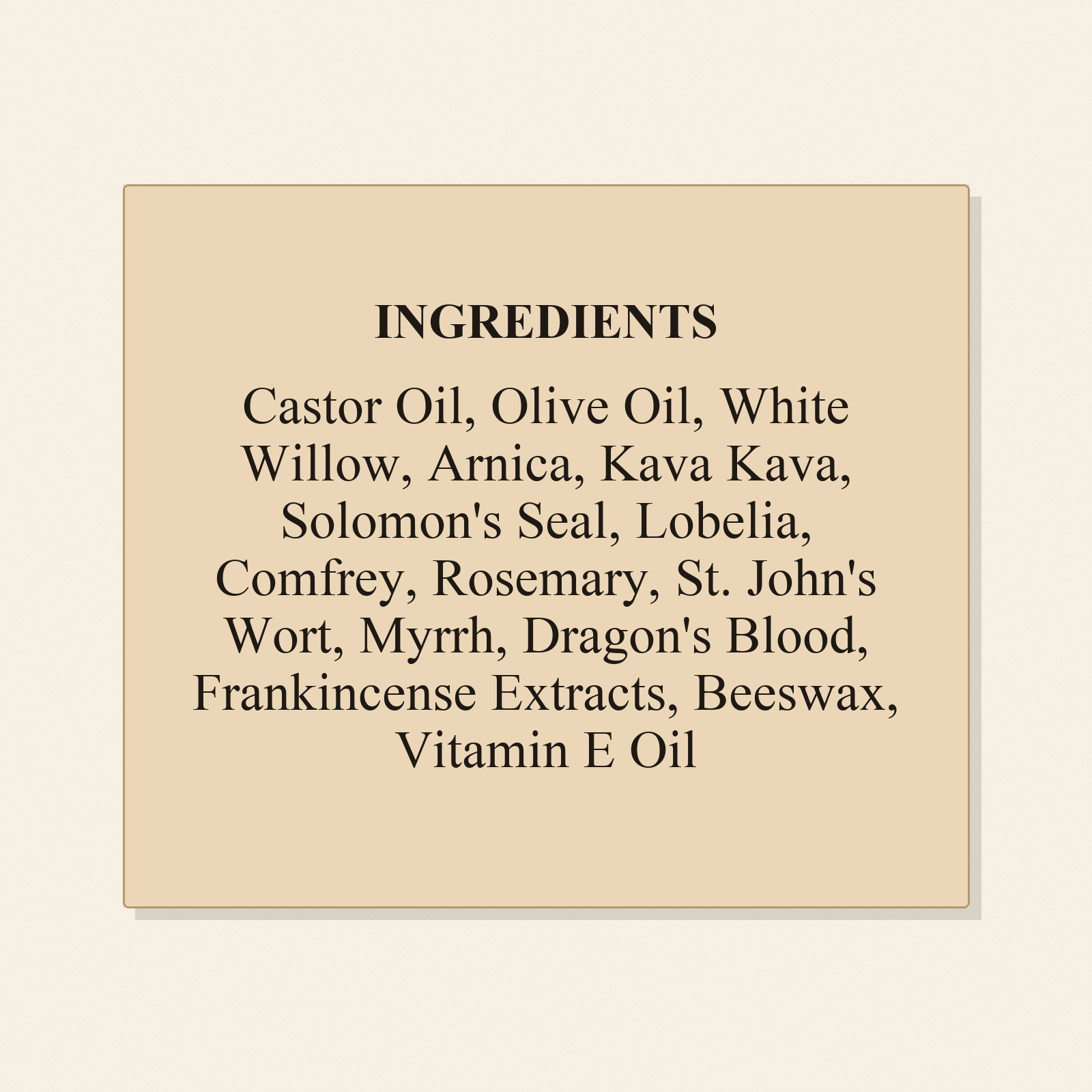 Pain Relief Salve ingredients