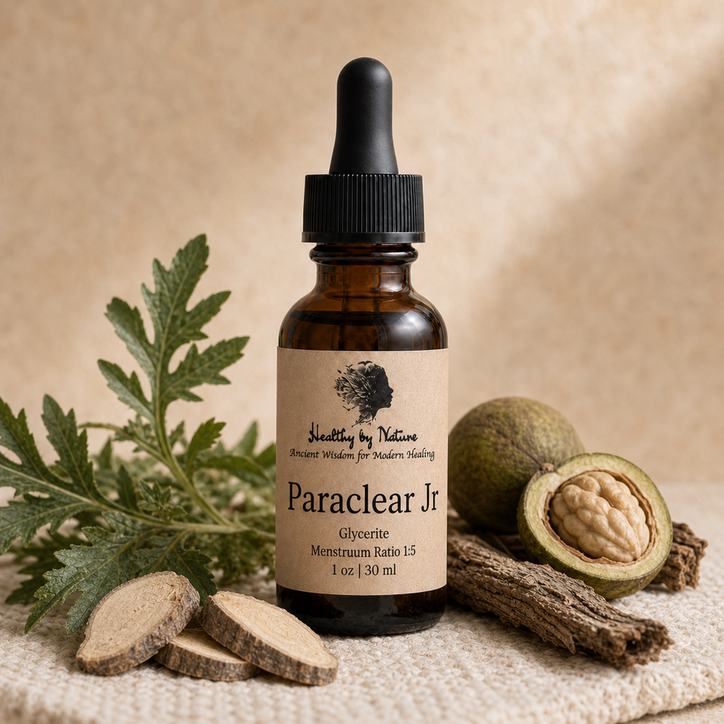 Paraclear Jr glycerite in labeled amber bottle