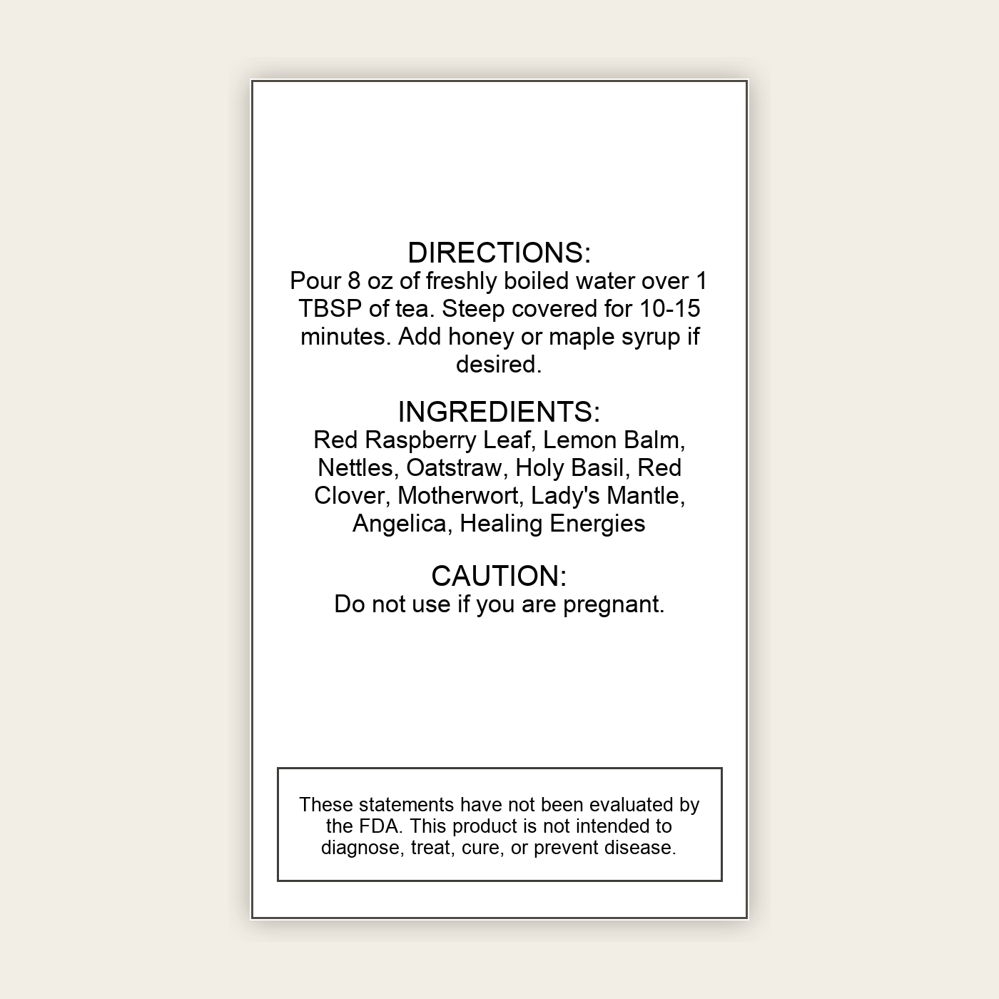 Centered Vibrant Woman back label with directions and ingredients